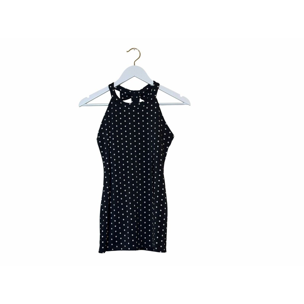 Kate Spade Yoga Black polka dot halter mini Racerback Top with built in Bra